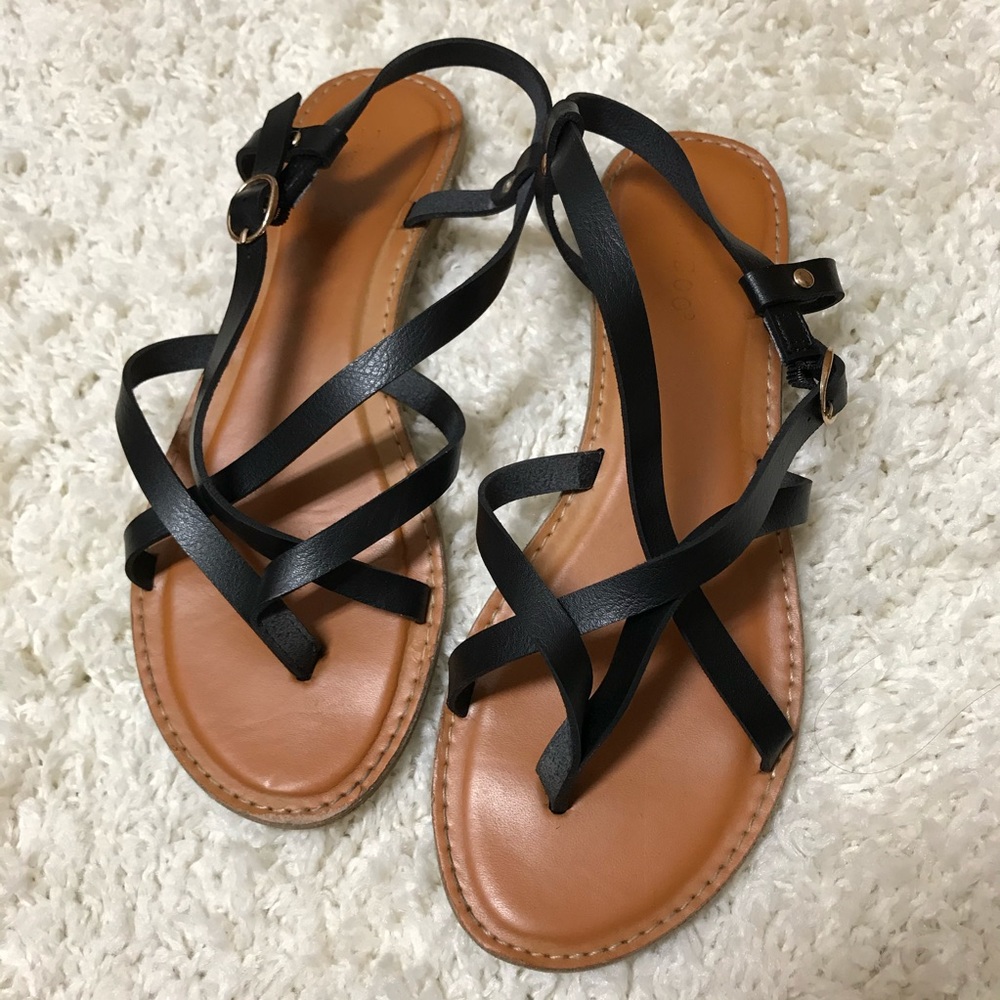 🌟4 for $20 black strappy sandals